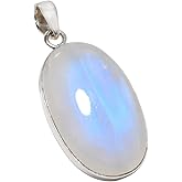 SIVARA Handmade 925 Sterling Silver Oval Gemstone Pendants for Women – Elegant Statement Jewelry Anniversary Christmas, Halloween & New Year Jewelry Idea Gift