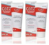 CoTZ Flawless Complexion SPF 50 Sunscreen (Pack of 2) With Zinc Oxide, Vitamin C and E, Dimethicone and Iron Oxide, For Acne-Prone, Oily, Normal, Dry, Combination, Sensitive or Mature Skin, 2.5 oz.