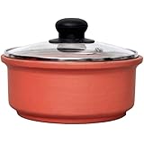 Vagbhatt Clay Kadai with Lid 1 Litre, Hand Made Pottery Earthen Kadai, Clay Handi Pots Combo for Cooking and Serving (Brown, 