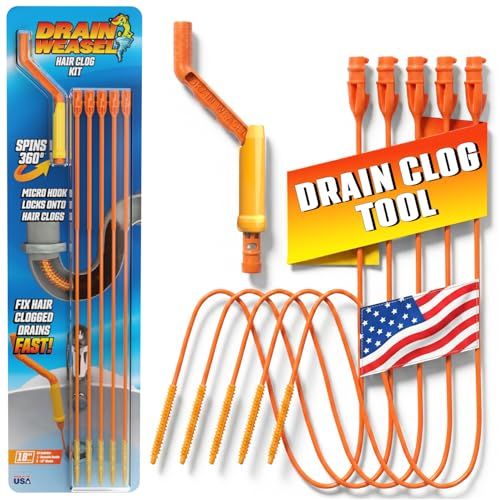 FlexiSnake DWPSK5A Drain Weasel Hair Clog Tool Starter Kit, 6Pc Set