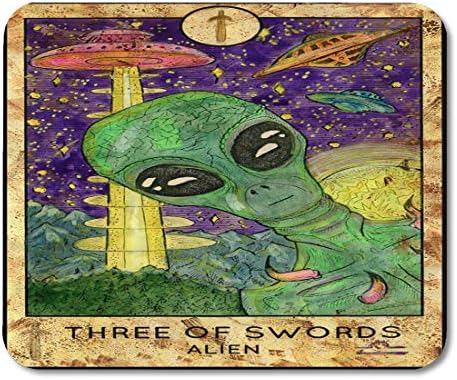 SYMSPAD Alien Three of Swords Fantasy Creatures Tarot Full Deck Mouse Pad 8.6 X 7.1 in