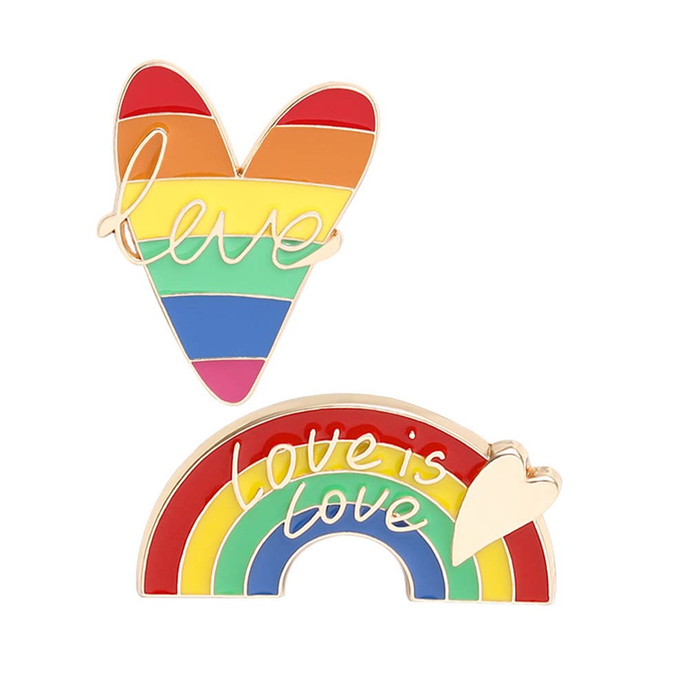 Love is Love Rainbow Enamel Pins Custom GLBT Flag Brooches Bag Clothes Lapel Pin LGBT Design Rainbow Partner Lovers Badge Jewelry Gift for Friends Women