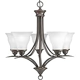 Progress Lighting 5-Light Etched Glass Traditional Chandelier Light, Trinity Collection, Indoor, P4328-20, Antique Bronze
