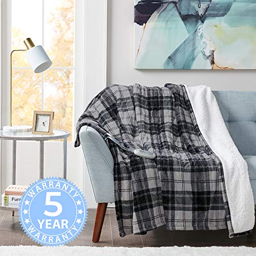 MP2 Heated Plush Sherpa Throw Electric Blanket for Lap w/ 3 Heating