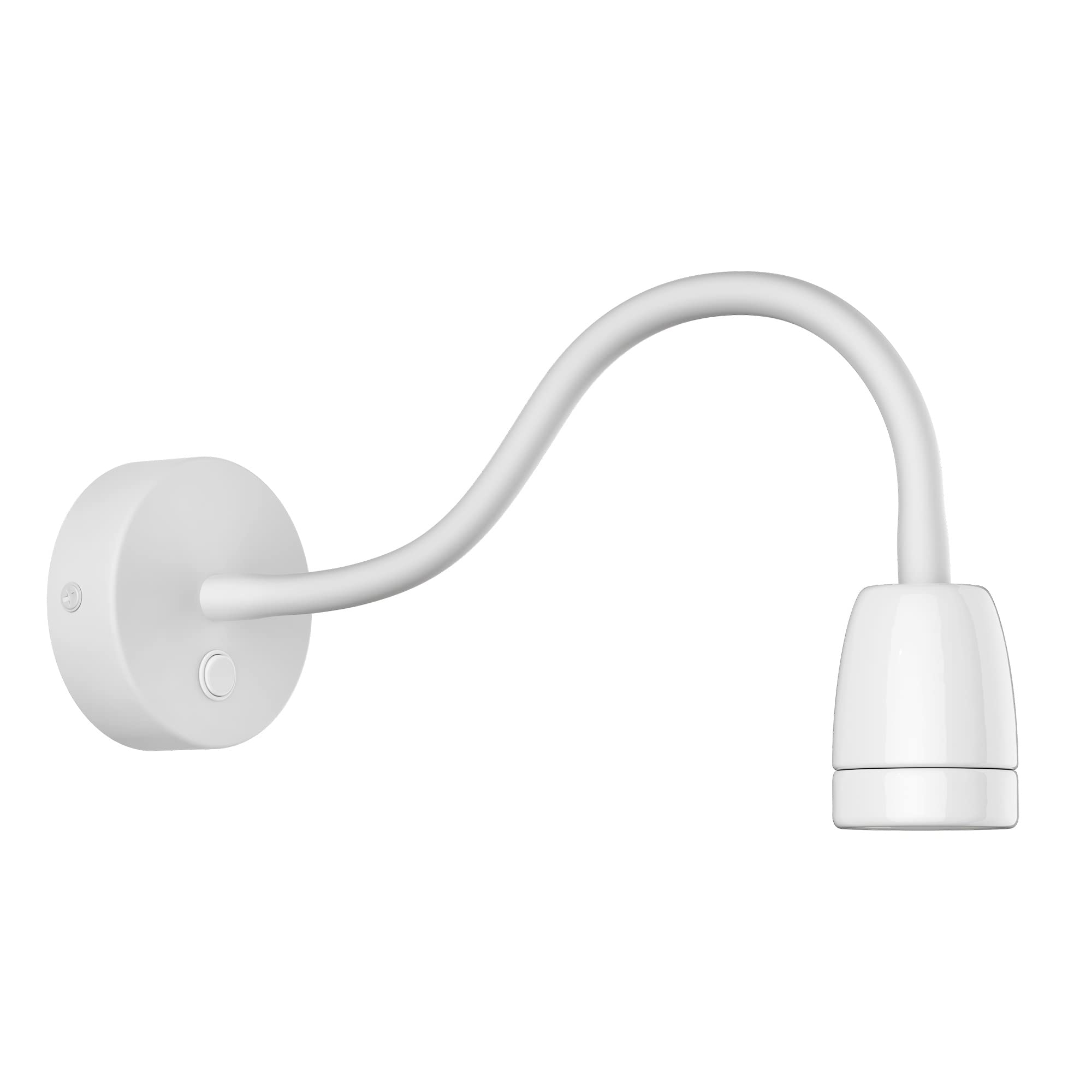 ledscom.de Wall Light POZ, gooseneck, Switch, Porcelain, Steel, White Glossy, Round, 1x E27 max. 300W — image 1