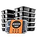 Pakkon 3 Compartment Bento Box with Airtight Lid, 10 Pack