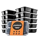 Pakkon 3 Compartment Bento Box with Airtight Lid, 10 Pack