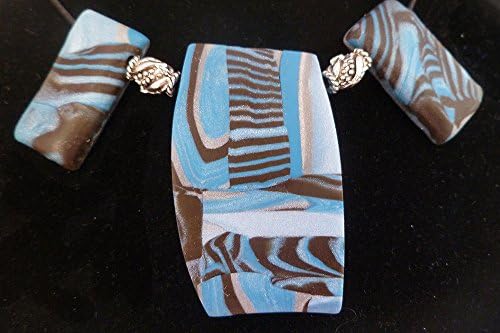 Ultra lightweight blue, silver and black Mokume Gane neckace
