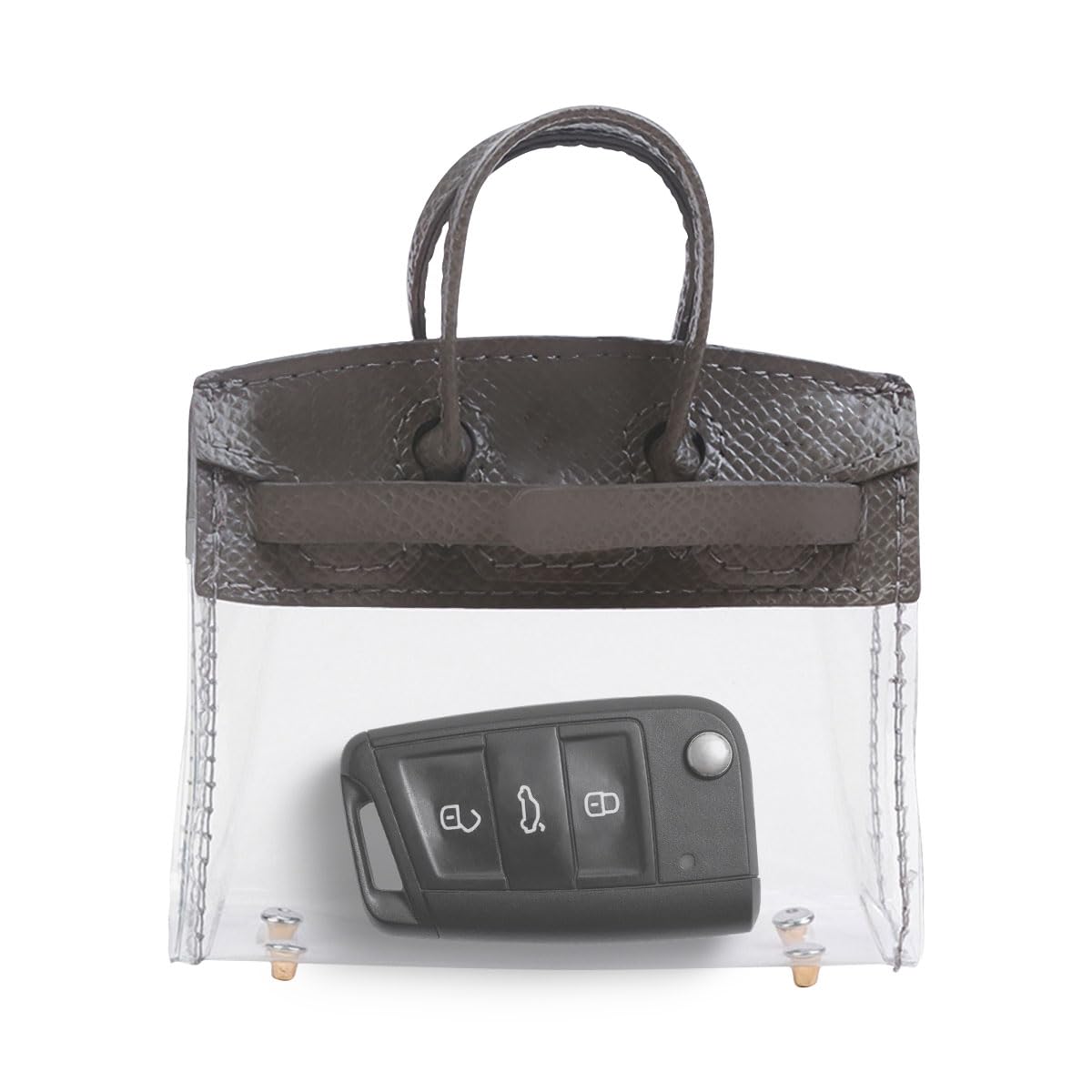 Photo 1 of ***MINOR DAMAGE TO BAG CLIP (POSSIBLY BROKEN) *** smilfuy Mini Creative Car Key Case, Small Transparent Handbag Key Holder Wallet, Keychain Bag Car Key Fob Case Cute Present for Woman Girl (Gray)