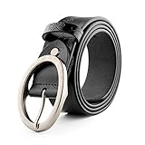 WERFORU Vintage Leather Belts for Women Embossed Western Strap with Round Buckle