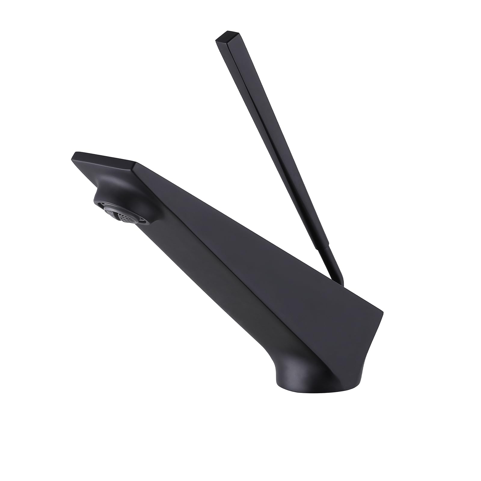 Photo 1 of Bathroom Sink Faucet Matte Black, Single Handle Brass Sink Faucet with Unique Design, Single Hole Basin Mixer for Lavatory, Vanity, RV, Modern Farmhouse, Suitable for 1 Hole