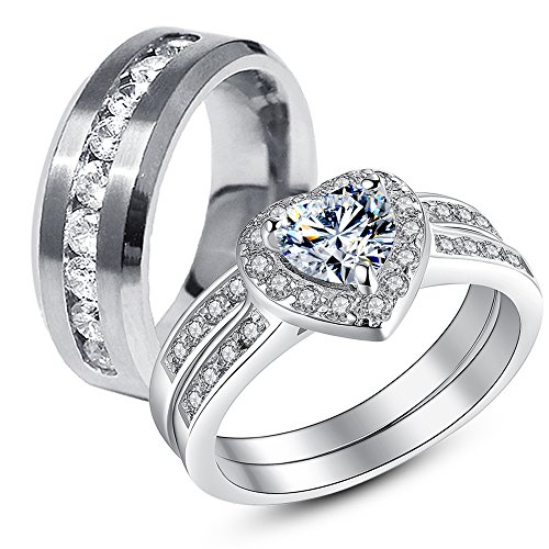 3 Pcs His Hers Stainless Steel Women�s Wedding Engagement