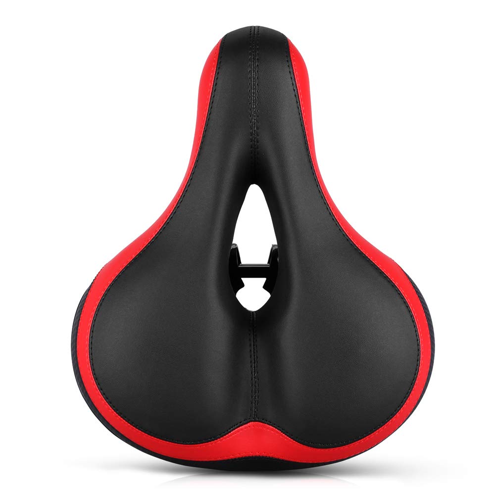 VOANZO Bike Seat Bicycle Saddle,Comfortable Soft Wide Bike Saddle Bicycle Breathable Professional Mountain Bike Seat Cushion Memory for MTB Road Gel Comfort Hybrid Cyclists - red