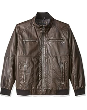 Calvin Klein Men's Big and Tall Faux Leather Bomber