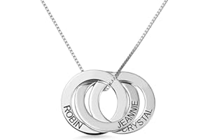 Getname Necklace Personalized Custom Engraved Russian Ring Necklace Family Name Necklace Sterling Silver 925 Mother's Day Jew