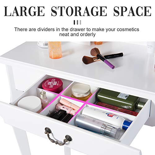 image for Tiptiper Vanity Table Set, Vanity Sets with 360° Rotating Oval Mirror