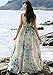 MedeShe Women's Chiffon Floral Holiday Beach Bridesmaid Maxi Dress Sundress (US Size 6-14; Length-135cm, Watery Green Floral)