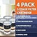 4-PACK of 5-Stage Replacement Mineral Filter Cartridge for Zen Countertop & Water Cooler Filtration Systems