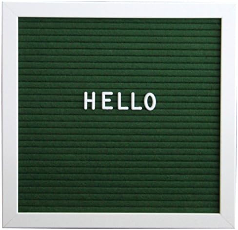 Jules 10x10 inch Letter Board in Green Felt with White Frame and 290 3/4" White Letters