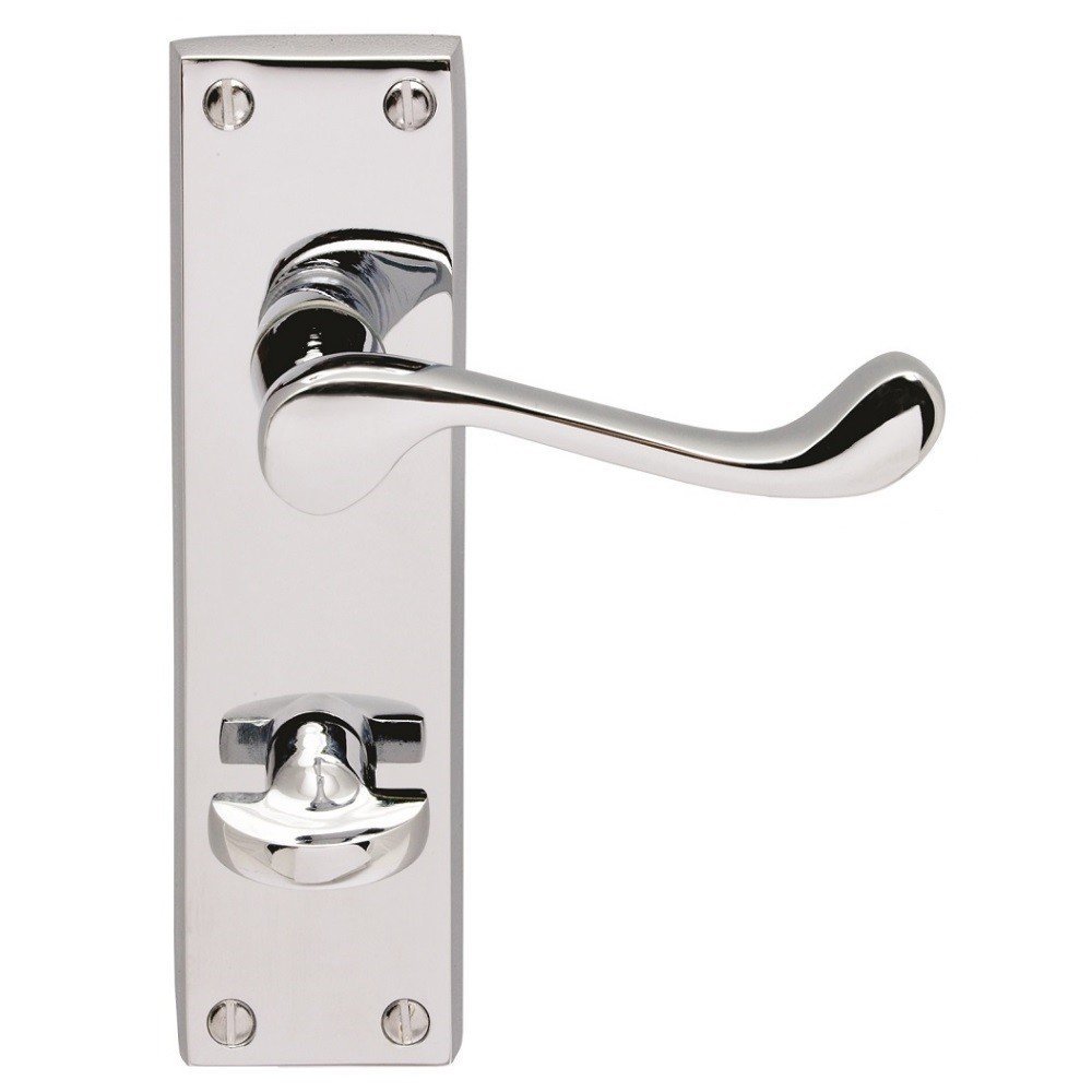 Carlisle Brass Victorian Scroll Lever On Backplate - Bathroom 57mm c/c - Polished Chrome - Includes a pair of handles & fixings