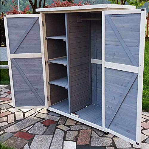 5-lagiger Gartenhaus-Aufbewahrungsbox-Geräteschuppen, Doppeltür-Balkon-Holz-Lagerschuppen, Garten-Rasen… – Bild 4