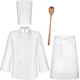 JcHrmers 4 Pcs Halloween Mouse Chef Costume Set Inclued Chef Jacket,Tail Hat,Apron and Spoon for Men Women Cosplay Party