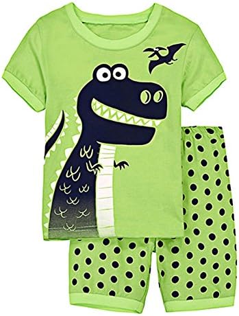 Tecrok Boys Summer Outfits Dinosaur Toddler Clothes Set Top Shirt + Shorts For Age 2-8 Years
