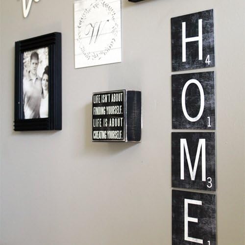 The Sign Shoppe Home Metal Scrabble Tile Set (4"x4", Black)