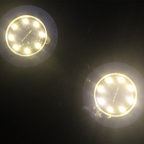 Wotryit LED Solar Power Buried Light In-Ground Lamp Outdoor Path Light Spot Lamp Yard Garden Lawn Landscape Decking Waterproof (4 Pack 8LED, Warm White)