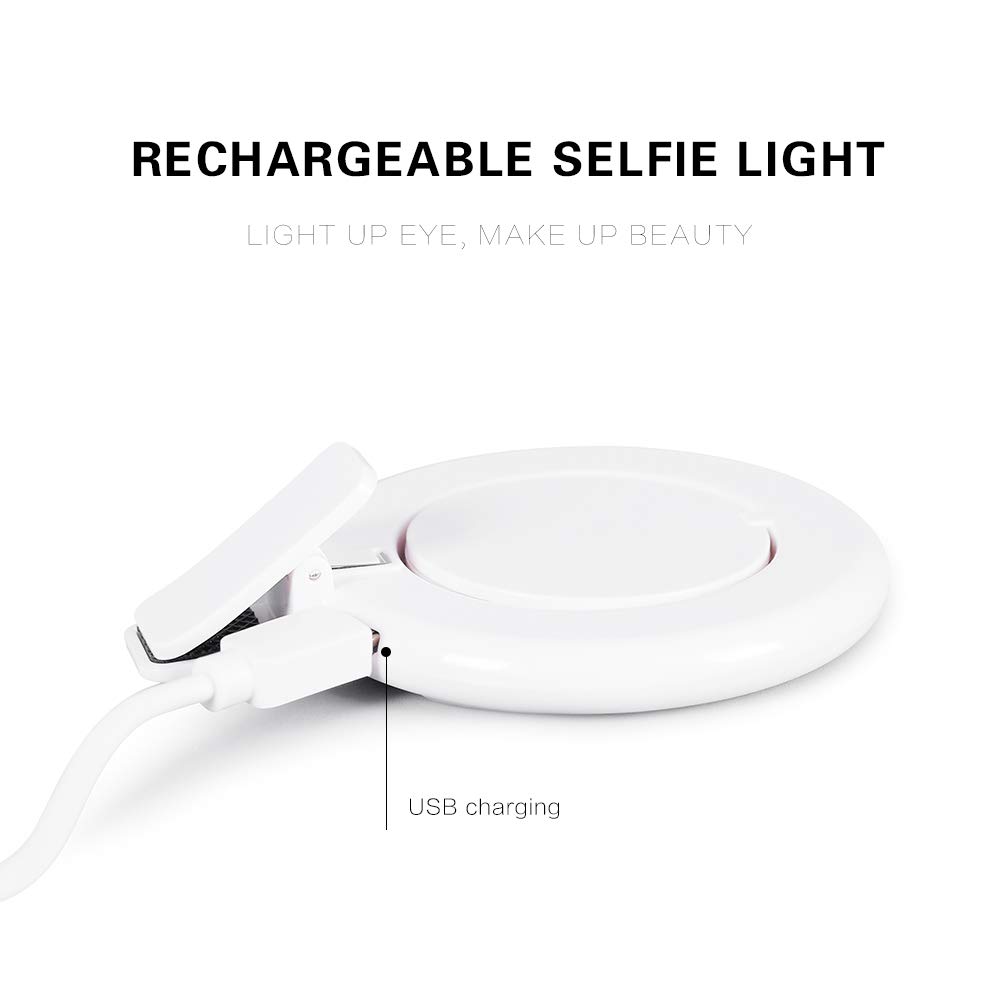 STARPIE Selfie Light Ring Rechargeable Battery with 15 LED for Smart Phone Camera Round Shape (White 6500k)