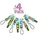 Premium Pacifier Clips by KiddosArt. Set Of 4, 2-Sided Of JUNGLE THEME Art, Stunningly Designed Pacifier Holder, Pacifier Leash, Baby Pacifier Clips for Girls and Boys.