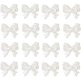 100pcs White Acrylic Bow Beads Imitation Pearl Bowknot Beads for Hair Clip Earring Phone Charms DIY Craft Making