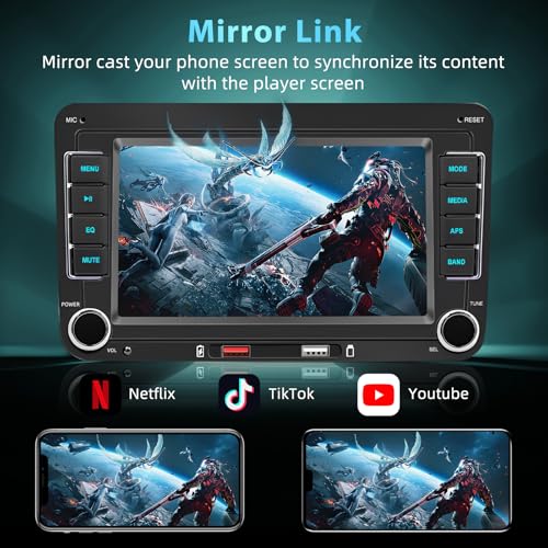 Car Radio for VW Golf 5 6 Passat Tiguan Jetta Touran Polo Caddy, 7 Inch Touch Screen with Apple CarPlay and Android Auto Wireless, Bluetooth Car Radio, FM/AM RDS, Mirror Link and Canbus