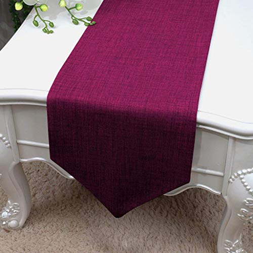 Essencea Table Runner 13 x 72 Inches | Burgundy | Solid Faux Silk Classic Table Top Runners