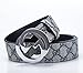 Men's Classic 38-mm Big GG Buckle Leather Jeans Belt (Length: 42inch, Sliver 1)
