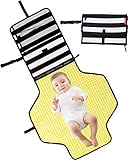 Baby Diaper Changing Pad Clutch - Portable Diaper Changing Station for Baby Newborn Infant，Foldable Mat with Detachable Pad & Built-in Head Cushion - Comfortable Waterproof Wipeable