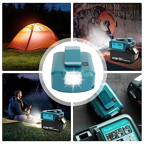 QUPERR ADP05 USB Battery Adapter Compatible with Makita Batteries 18V/14.4V | With USB-A and USB-C charging ports, 12V DC output and built-in LED work light (adapter only)