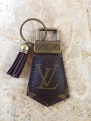 Handcrafted, re-purposed Louis Vuitton canvas key chain with tassel