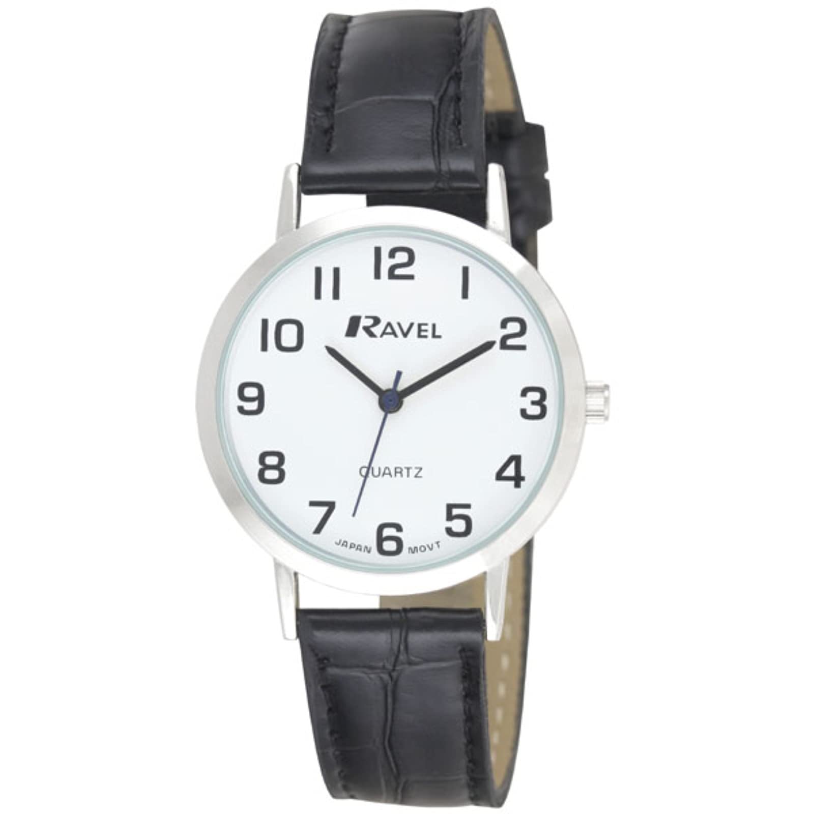 Ravel - Unisex Traditional Watch with Clear Numeral Dial - Silver Tone/Black — image 1