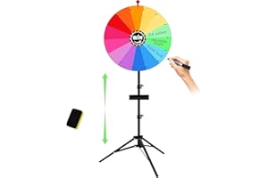 Spinning Prize Wheel, Ajustable 37"-65" Height 24-inch Spin Doodle Game Spinner, Storable Prize Spinner with Stand, Wheel of 