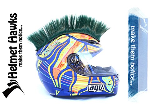 Helmet Hawks Motorcycle Helmet Mohawk w/Sticky Hook and Loop Fastener Adhesive - Forest Green
