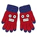 Flammi Kids Winter Stretch Knit Gloves Cartoon Robot Gloves Boys Girls (4-8 Years) (Red)