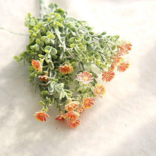 Gaddrt 34.5cm Artificial Fake Flowers Wild Chrysanthemum Floral Wedding Bouquet Home Decor (Orange)