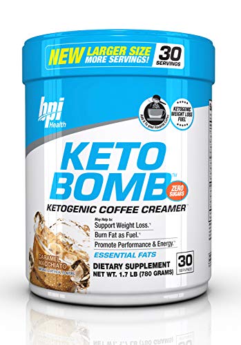 Bpi Health Keto Bomb - Ketogenic Coffee Creamer - Amazing Taste - Supports Weight Loss - Essential Fats - Boosts Energy - 0 Sugar - Caramel Macchiato - 30 Servings - Larger Size- Save More