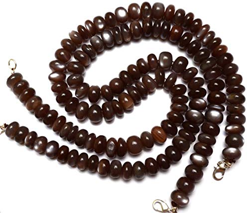 BEADS GEMSTONE 1 Strand Natural Chocolate Brown Moonstone 11 to 13MM Smooth Rondelle Beads 16 Inch Code-HIGH-11260 - Afbeelding 3
