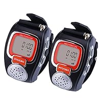 VECTORCOM RD08 Portable Digital Wrist Watch Walkie Talkie Two-Way Radio for Outdoor Sport Hiking, 462MHZ, Black, 2pcs, Black