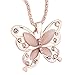 SPHTOEO Fashion Women Girls Rose Gold Opal Butterfly Pendant Necklace Sweater Chain