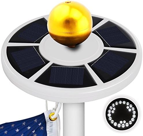 Solar Flag Pole Light, KOSIN [2017] 26 LED Waterproof Brightest, Most Powerful, Longest Lasting Flagpole Light Auto On/ Off for Outdoor, Camping, Tent (White)
