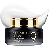 FARMSTAY Black Snail & Peptide 9 Perfect Cream, Snail Mucin Moisturizer for Elastic & Glow Skin, Hydrating & Nourishing, Anti-aging, Skin Barrier Repair, gift for Women Korean Skin Care 1.85 Fl. Oz