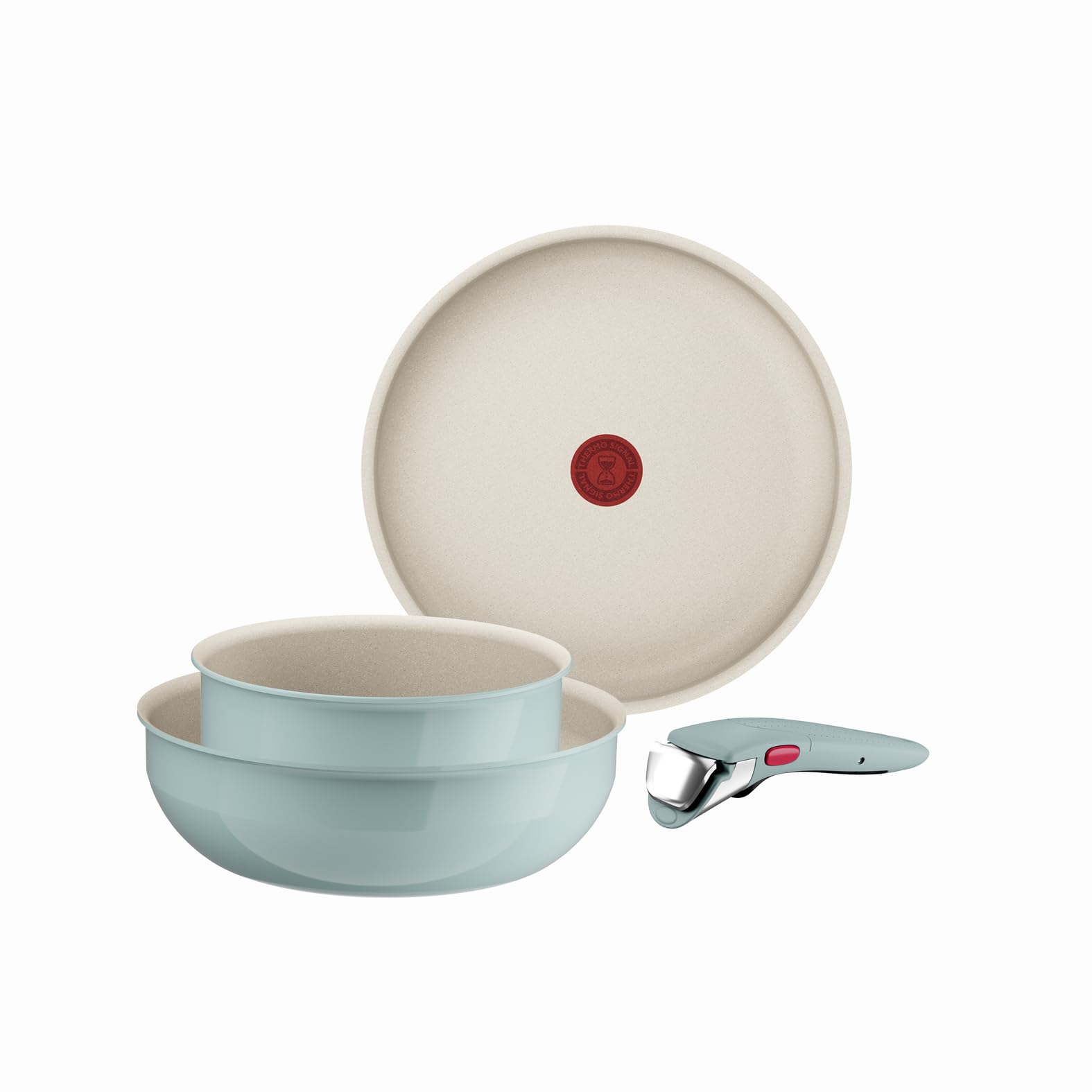 Tefal Ingenio Serenity Kochgeschirr-Set 4-teilig, Mineralia Antihaftversiegelung, platzsparend, stapelbar, für alle Herdarten, spülmaschinengeeignet, Eucalyptus, L8284S04